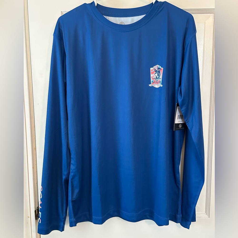 NWT Scales Blue Long Sleeve Fishing Shirt